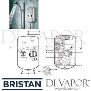 Bristan B95 Electric Shower 9.5kW - White - Spare Parts - BR DV 289